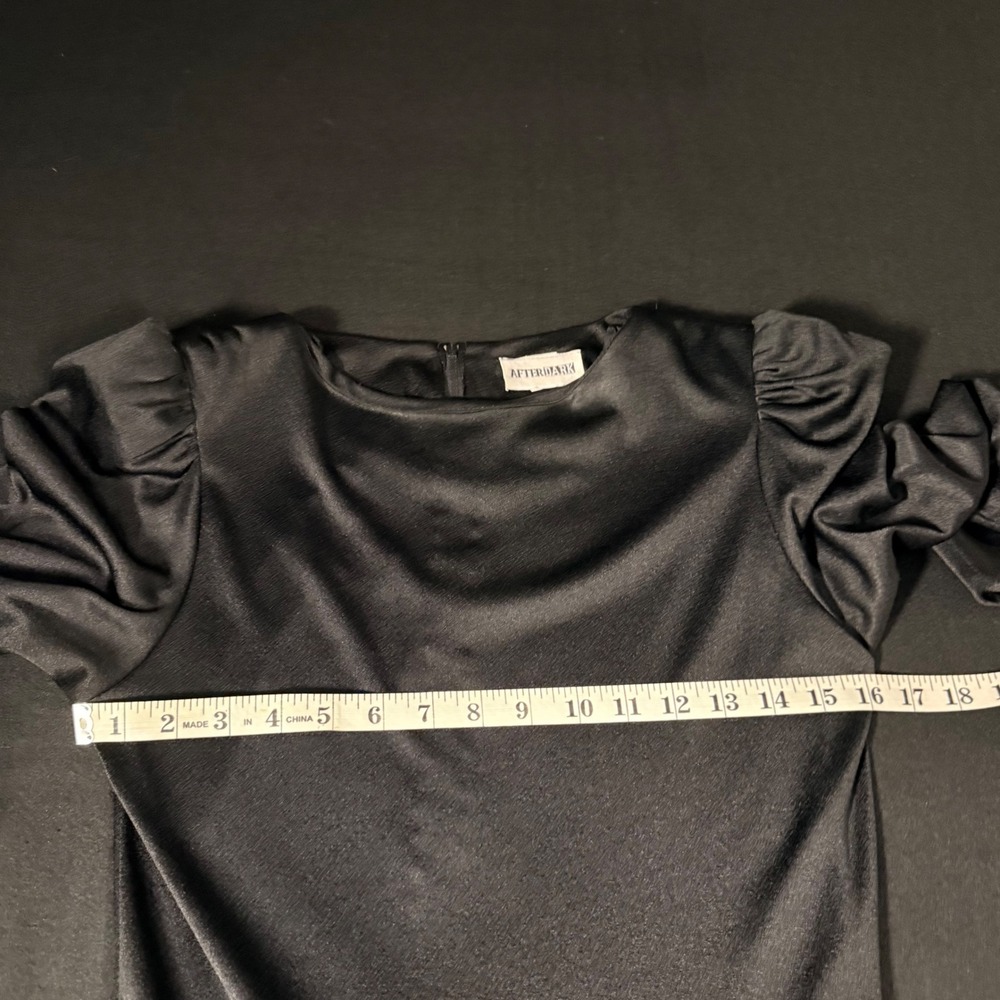After Dark Vintage 80s Black Drop Waist Pleated Bow Cocktail Dress Size 6 glam - Picture 7 of 8